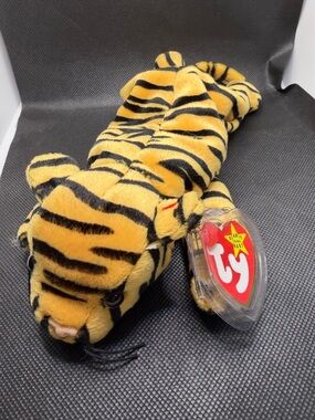 Ty Beanie Baby Stripes Tiger 1995 Vintage Plush w/ Tag Protector PVC